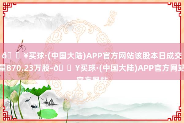 🔥买球·(中国大陆)APP官方网站该股本日成交量870.23万股-🔥买球·(中国大陆)APP官方网站